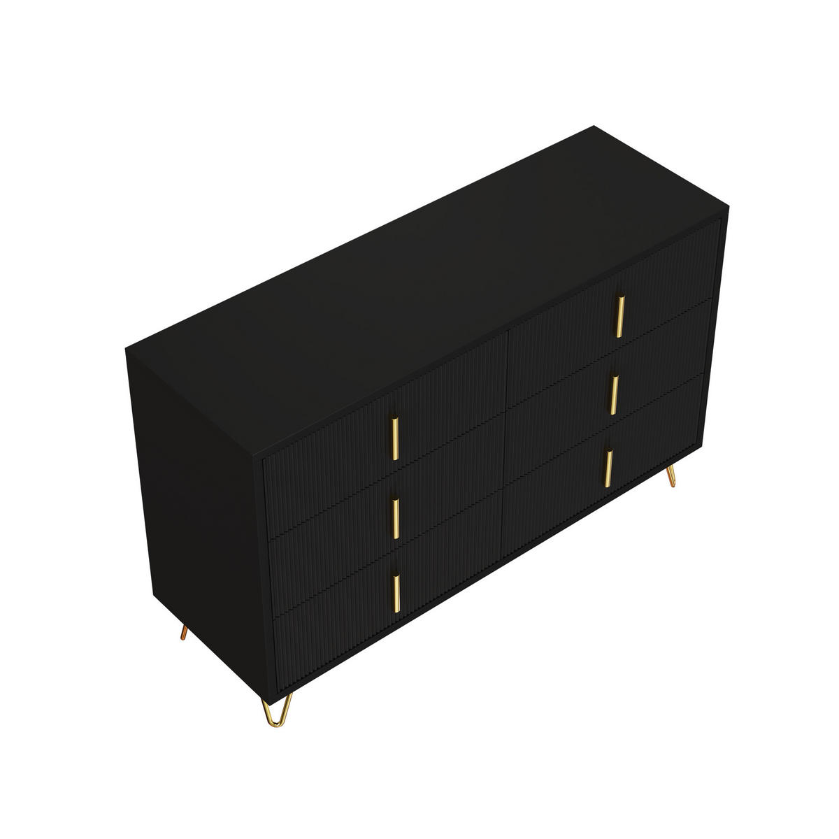 SIDEBOARD Stauraum Goldgriffe - Schwarz, Holzwerkstoff (120/77/40cm) - LEBENLANG