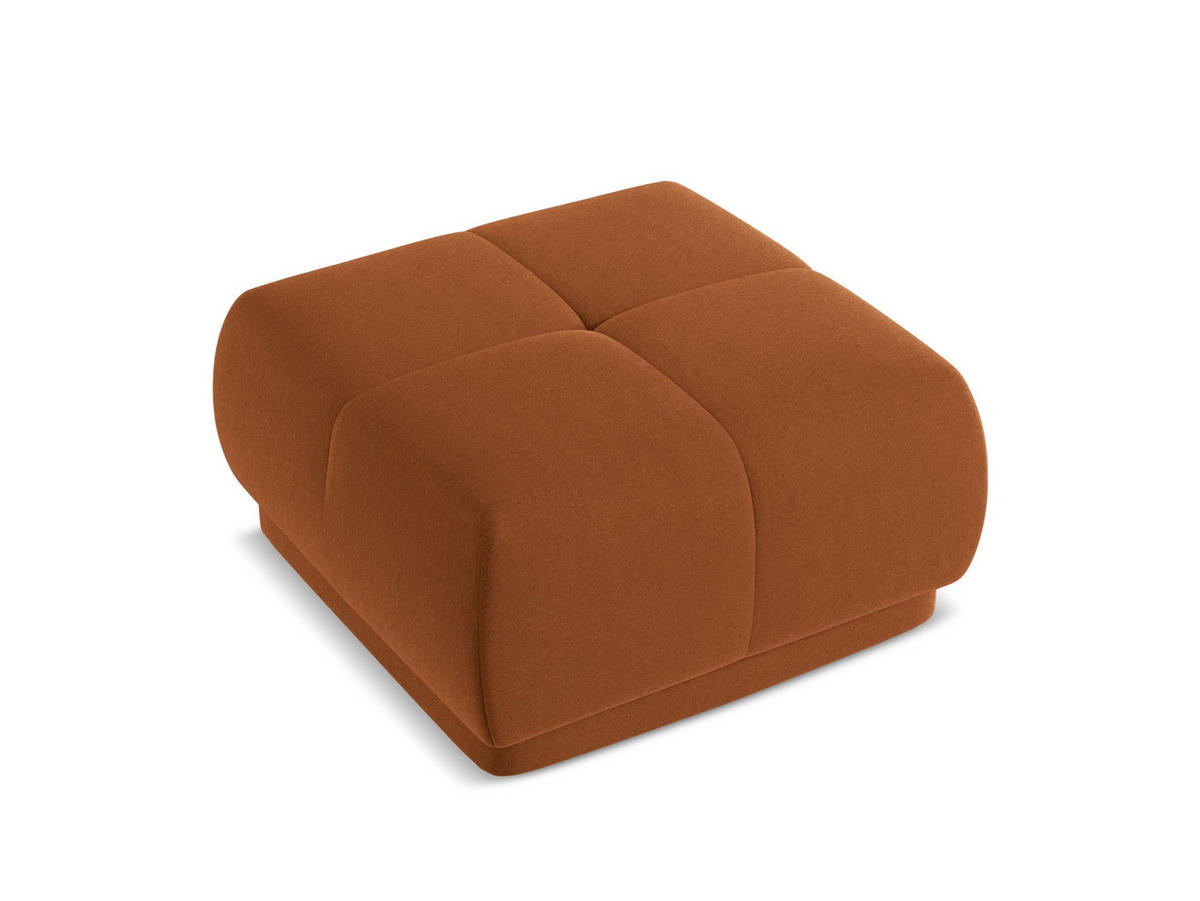 POUF Samt Stoff Orange - Terra cotta/Schwarz, Kunststoff/Textil (60/35/60cm) - Makamii