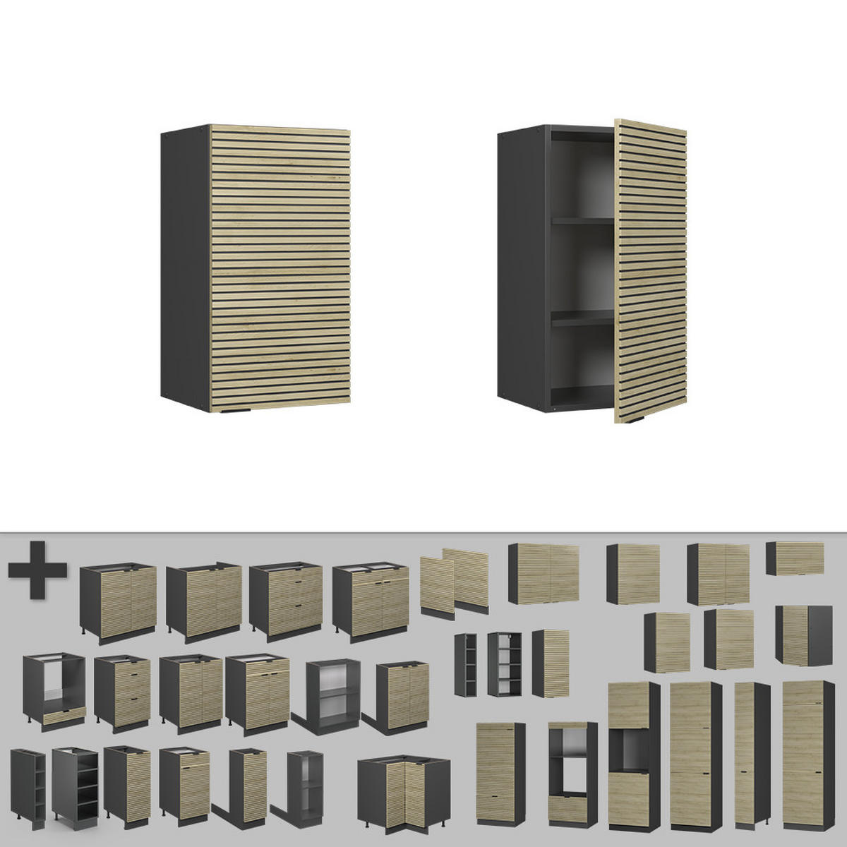 VĚŠÁK NA STĚNU Fame-Line Dubový panel - antracitová/barva dubu, kompozitní dřevo (40/72/34.1cm) - Vicco