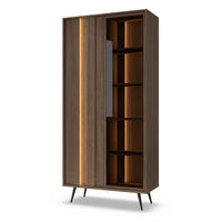 VITRINENSCHRANK 94 cm Resta, LED, Eiche Dunin, Loft - Eichefarben/Schwarz, Holz/Metall (94/196/40cm) - Emporius