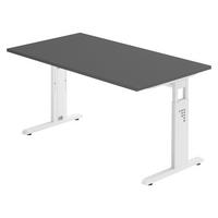 SCHREIBTISCH Serie-O 80/140/74 cm in Graphitfarben/Weiß - Graphitfarben/Weiß, Holzwerkstoff (80/140/74cm) - bümö