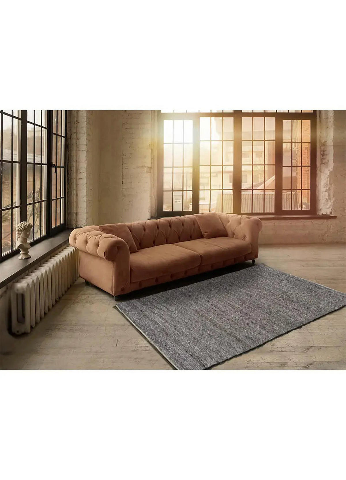 HANDWEBTEPPICH Leinen Cinder 60/110 cm - Taupe, Textil (60/110cm) - Atticgo