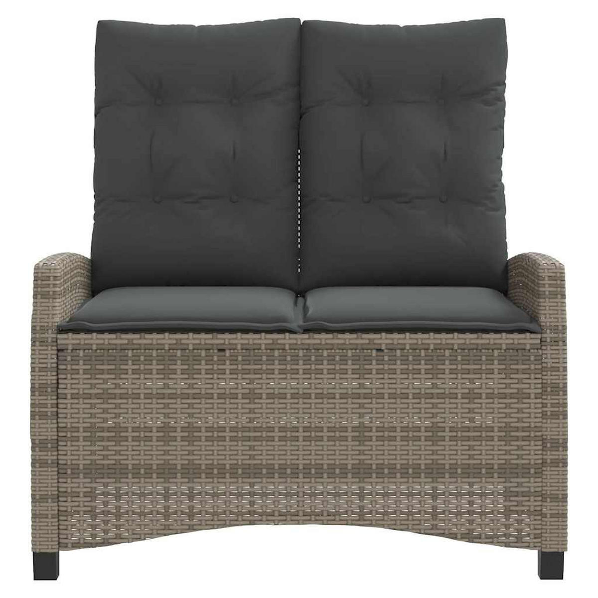 GARTENBANK Verstellbar Mit Kissen Grau Poly Rattan - Grau, Kunststoff (105/93/66cm) - vidaXL