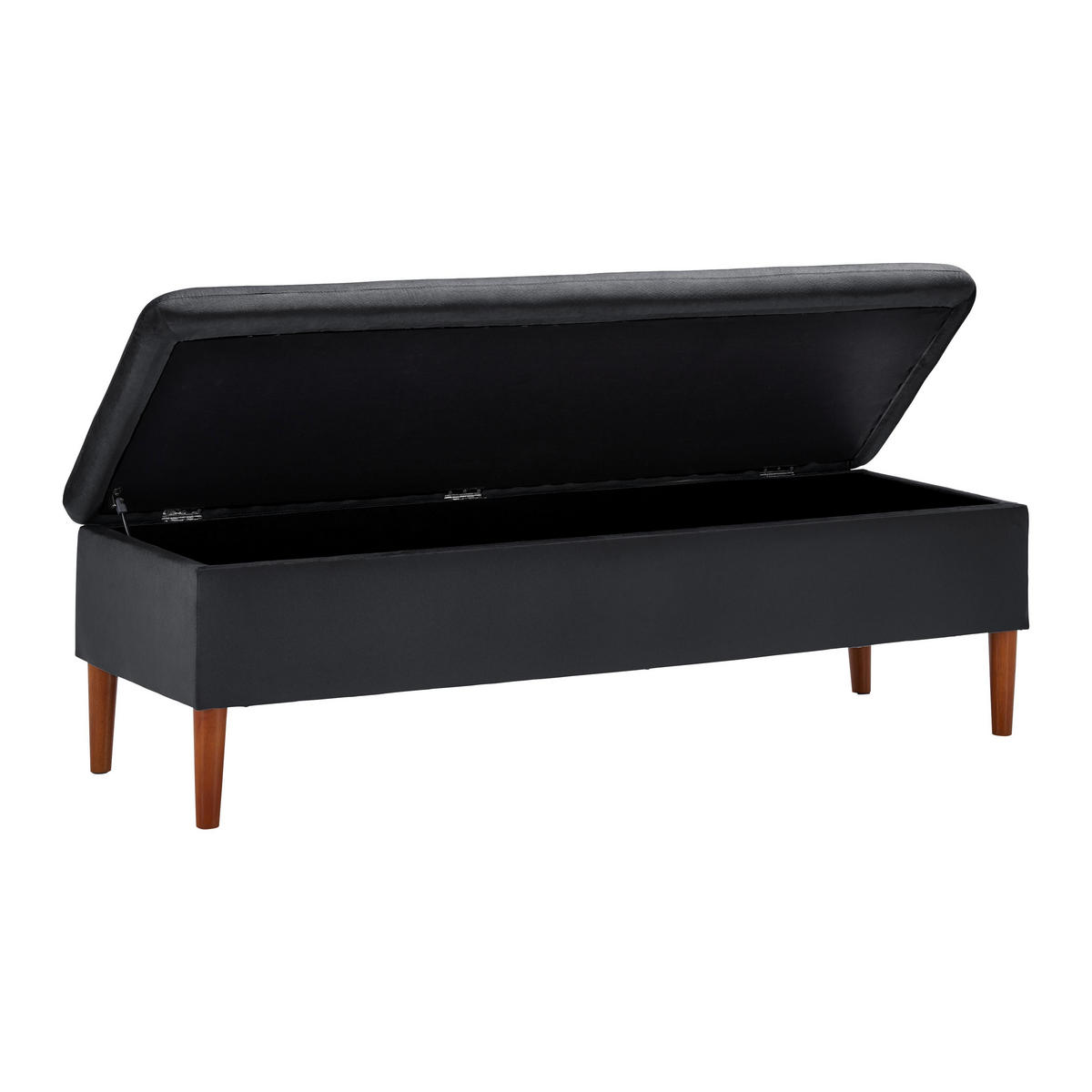 HOCKERBANK Jessy Schwarz Samt Gepolstert mit Stauraum - Schwarz, Holz (150/50/55cm) - Bessagi Home