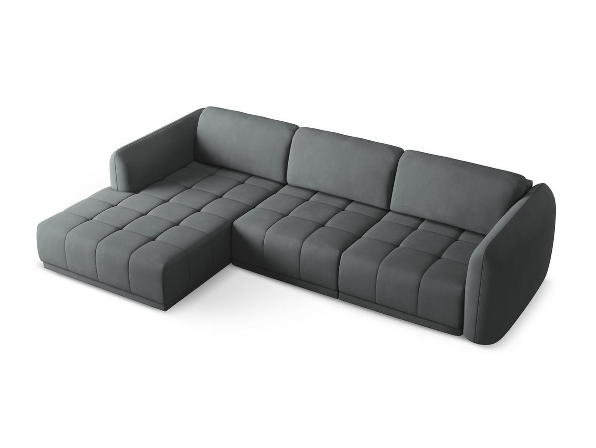ECKSOFA Links Chenille Stoff Grau - Schwarz/Graphitfarben, Kunststoff/Textil (170/290cm) - Makamii