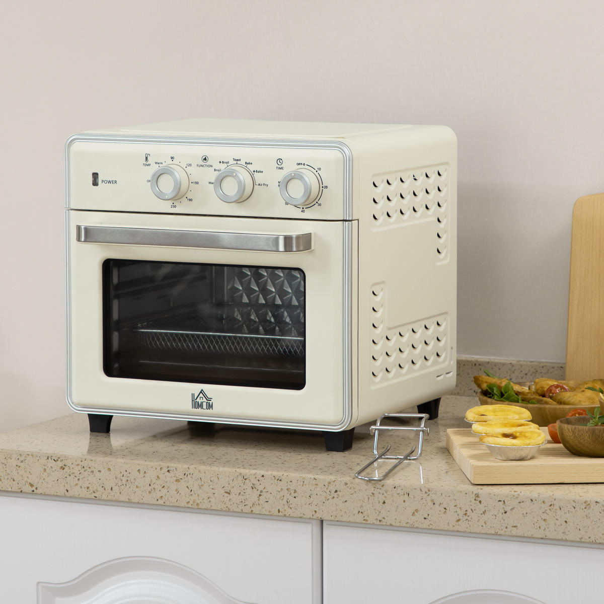 MINIBACKOFEN Stahl Kunststoff Cremeweiß Silber - Creme, Metall (36/37.7/34.5cm) - HOMCOM