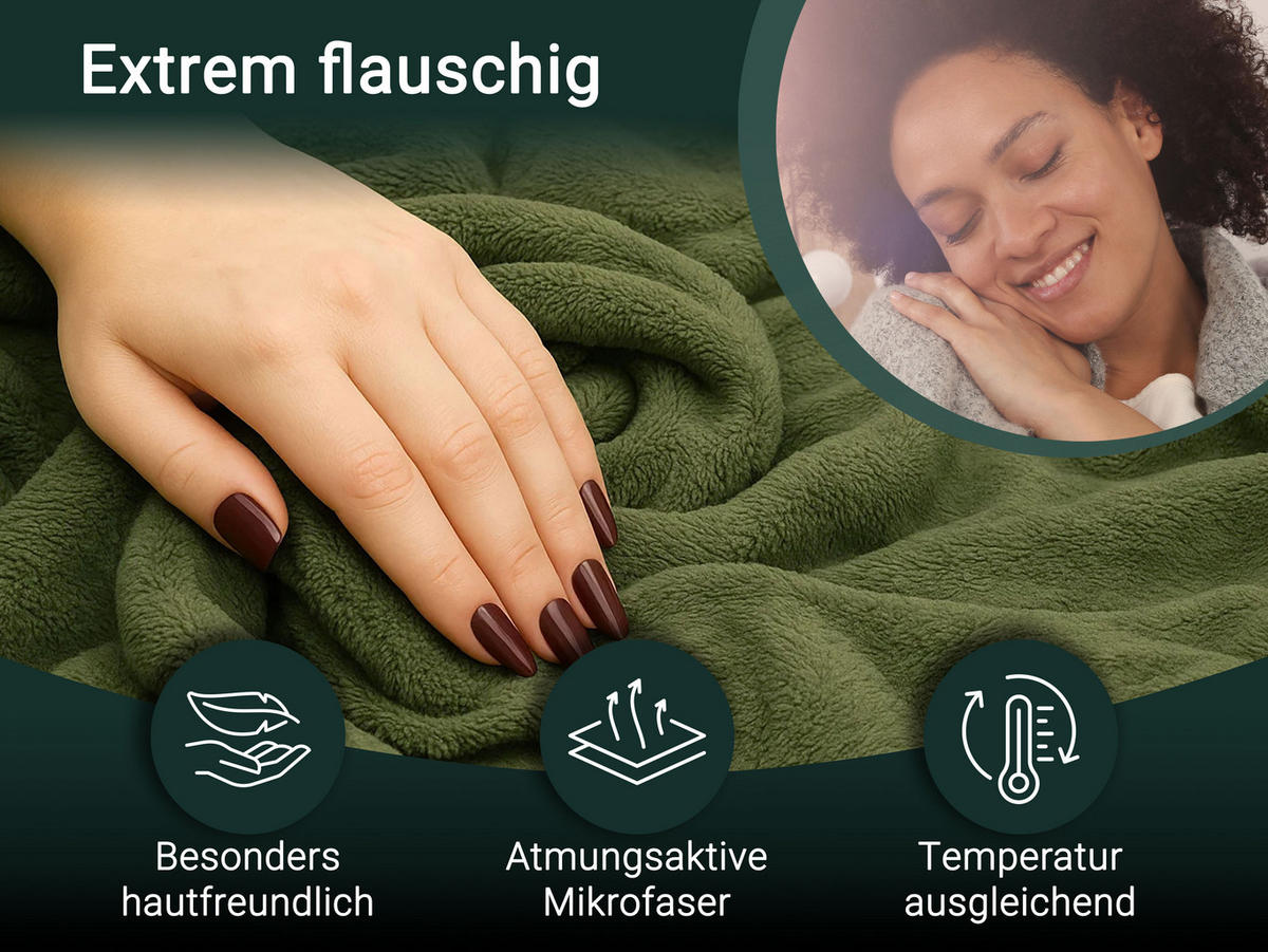 KUSCHELDECKE, 220x240 cm, 100% Polyester - Olivgrün, Textil (220/240cm) - Zollner