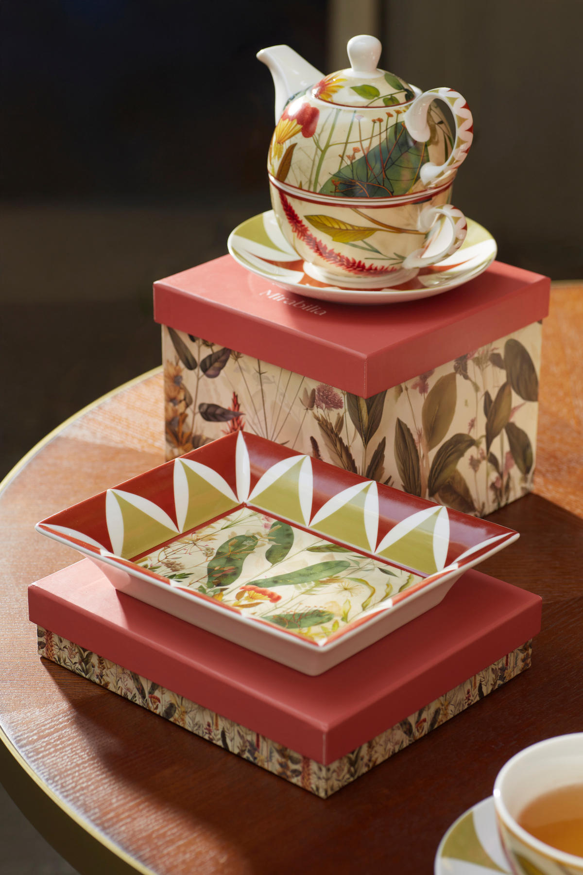 TEEKANNE & Tasse Tea4One MIRABILIA 300 ml rot - Orange, Keramik (0.36L) - Rose & Tulipani