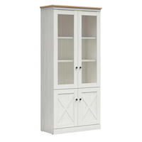 VITRÍNA Victoria Bílá a dřevo - bílá, kompozitní dřevo (93/200/43cm) - Petits-meubles