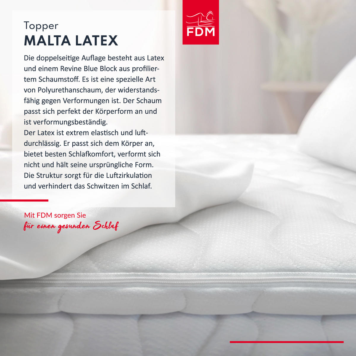 TOPPER Malta Latex 8 - Weiß, Textil (90/200cm) - FDM