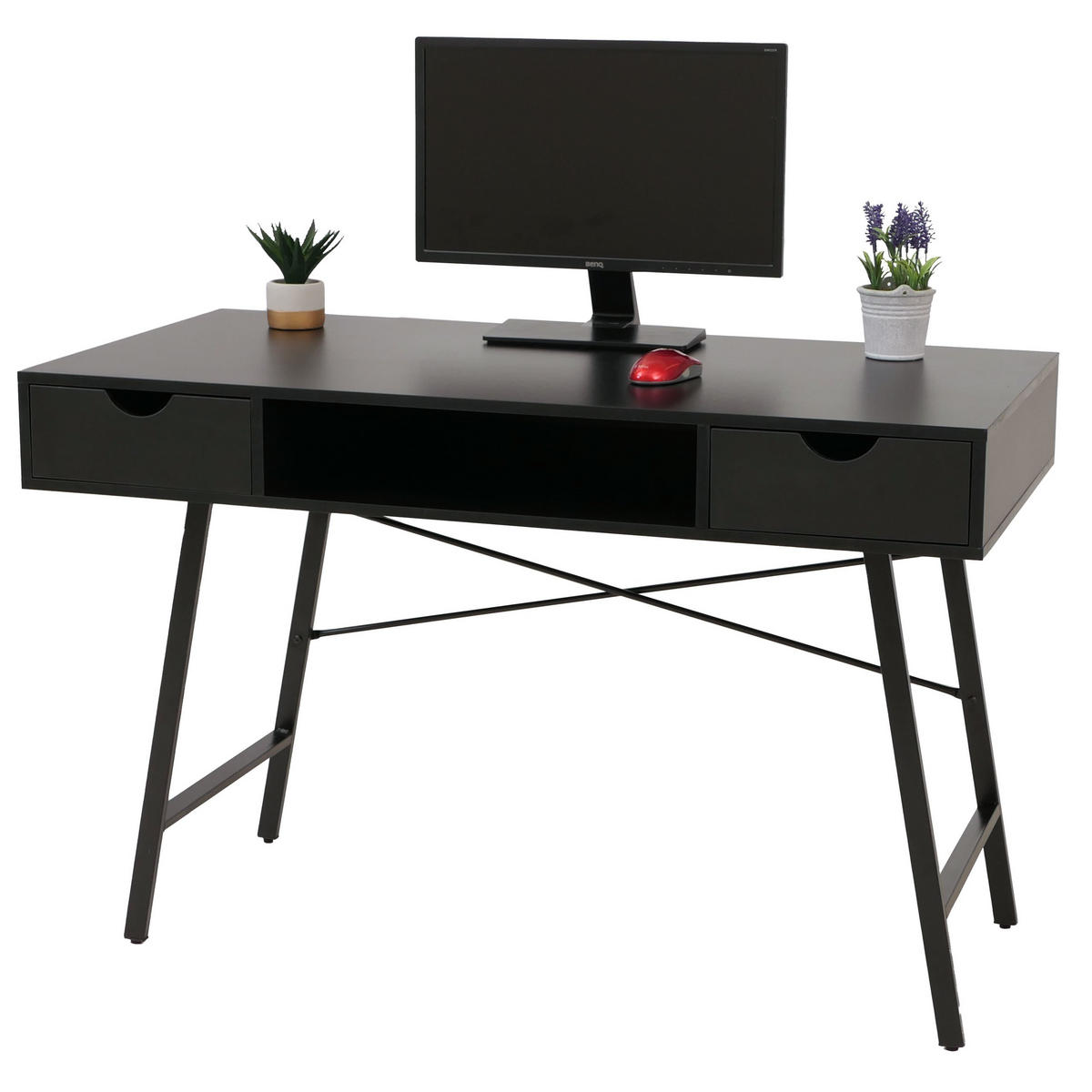 SCHREIBTISCH rechteckig Schwarz - Schwarz, Holz (60/120/76cm) - MCW