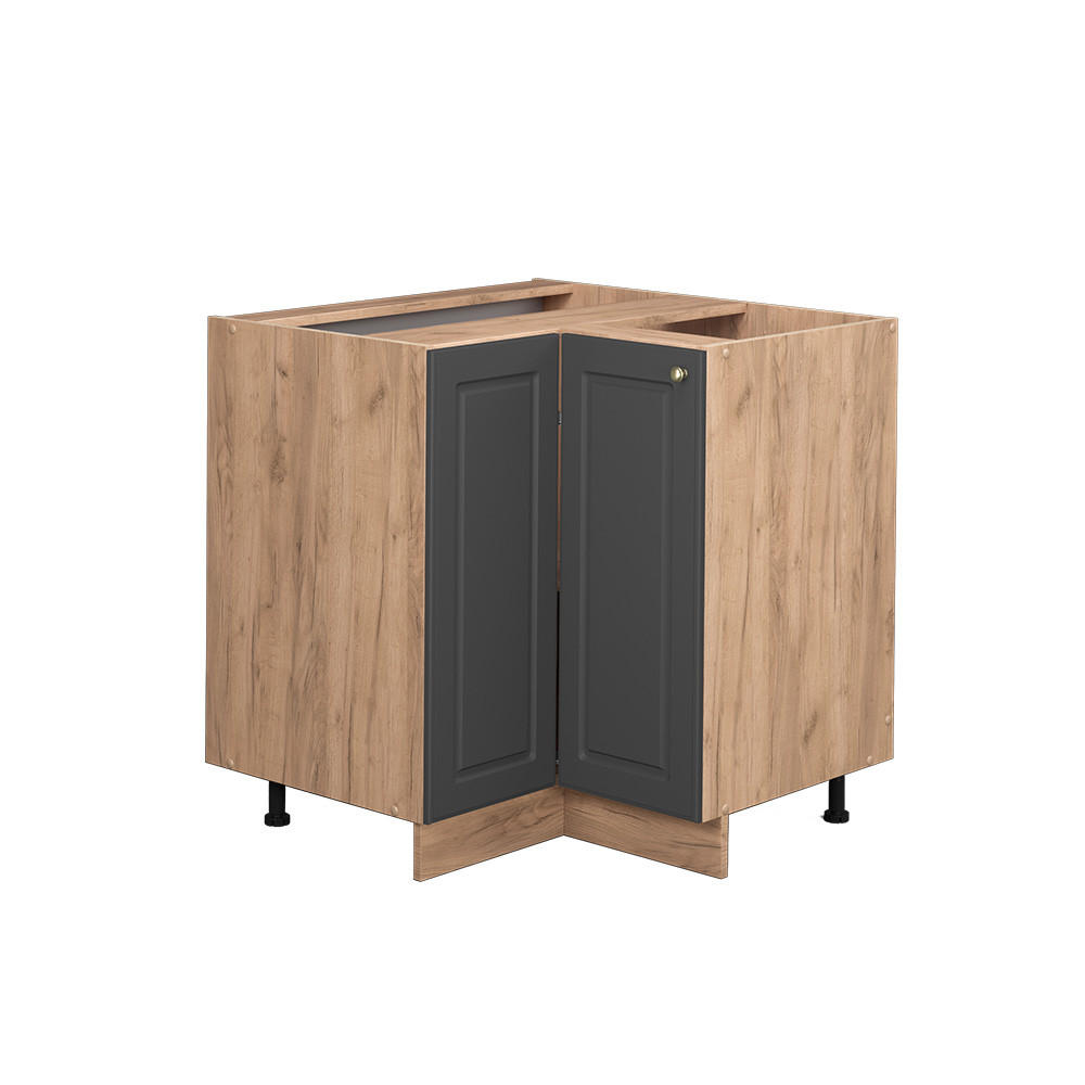 ECKUNTERSCHRANK Fame-Line Anthrazit-Gold 80.5 cm ohne AP - Anthrazit/Eiche Wotan, Holzwerkstoff (80.5/82/51.6cm) - Vicco