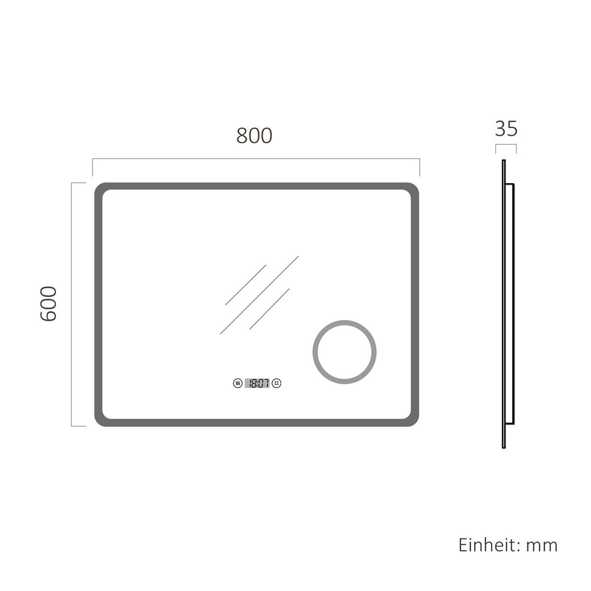 OGLINDA de baie cu LED-uri 80/60 cm - transparent, sticlă (80/60/3.5cm) - EMKE