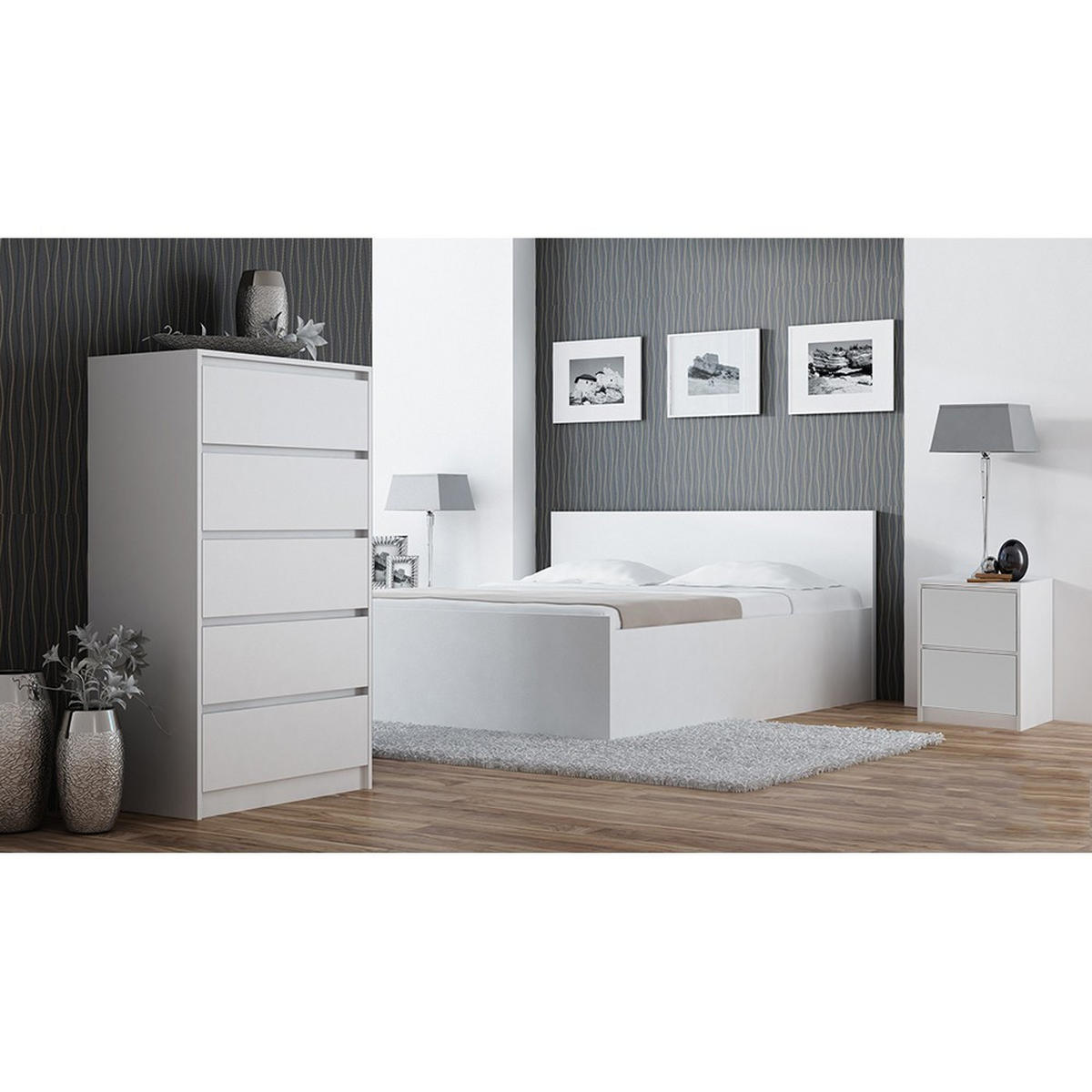 NACHTTISCH KARO K2 - WEISS - Weiß, Holzwerkstoff (40/55/43cm) - CDF