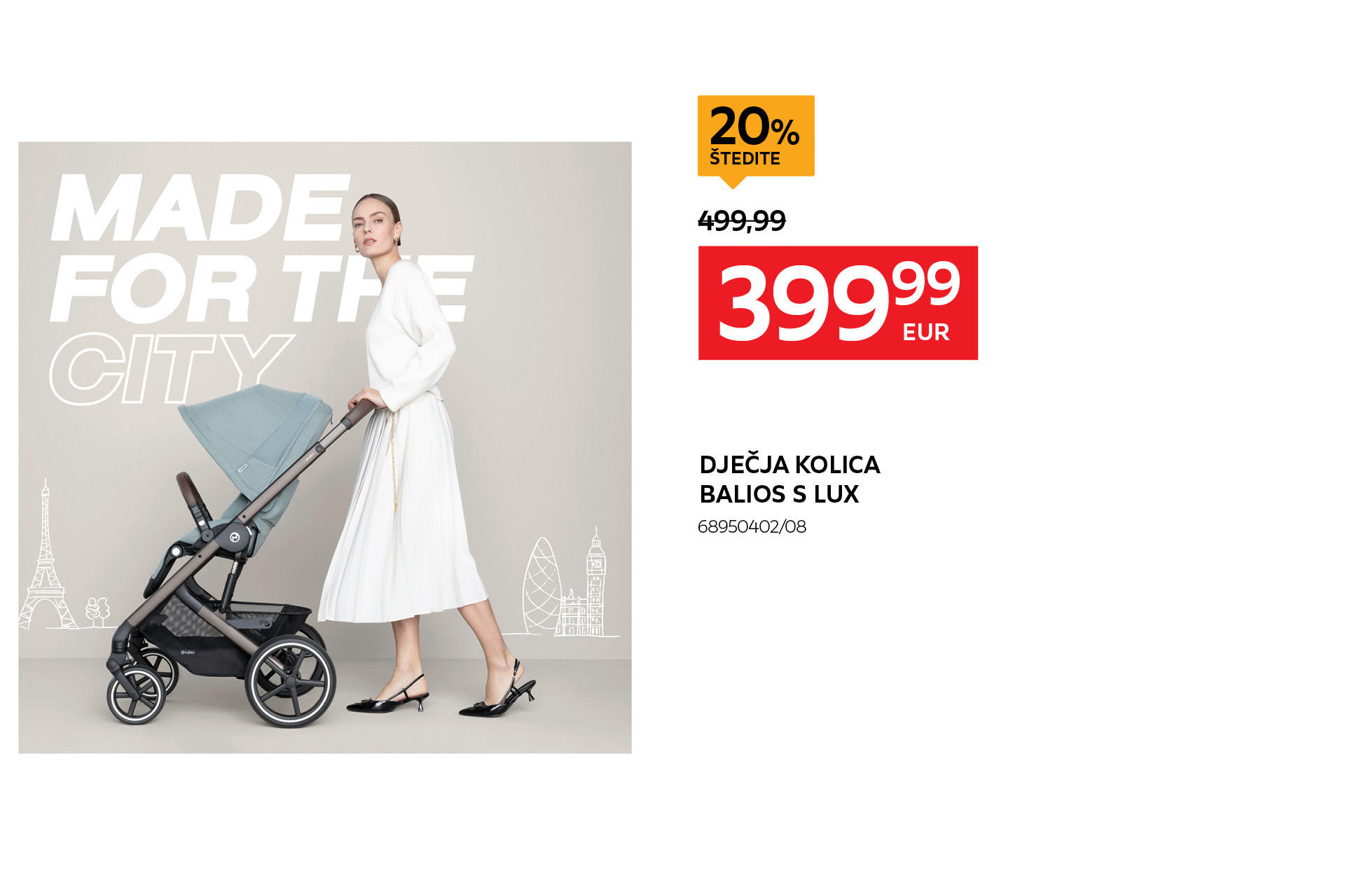 dječja kolica Balios s lux 68950402/08 umjesto 499,99 € nova cijena 399,99 € štedite 20%