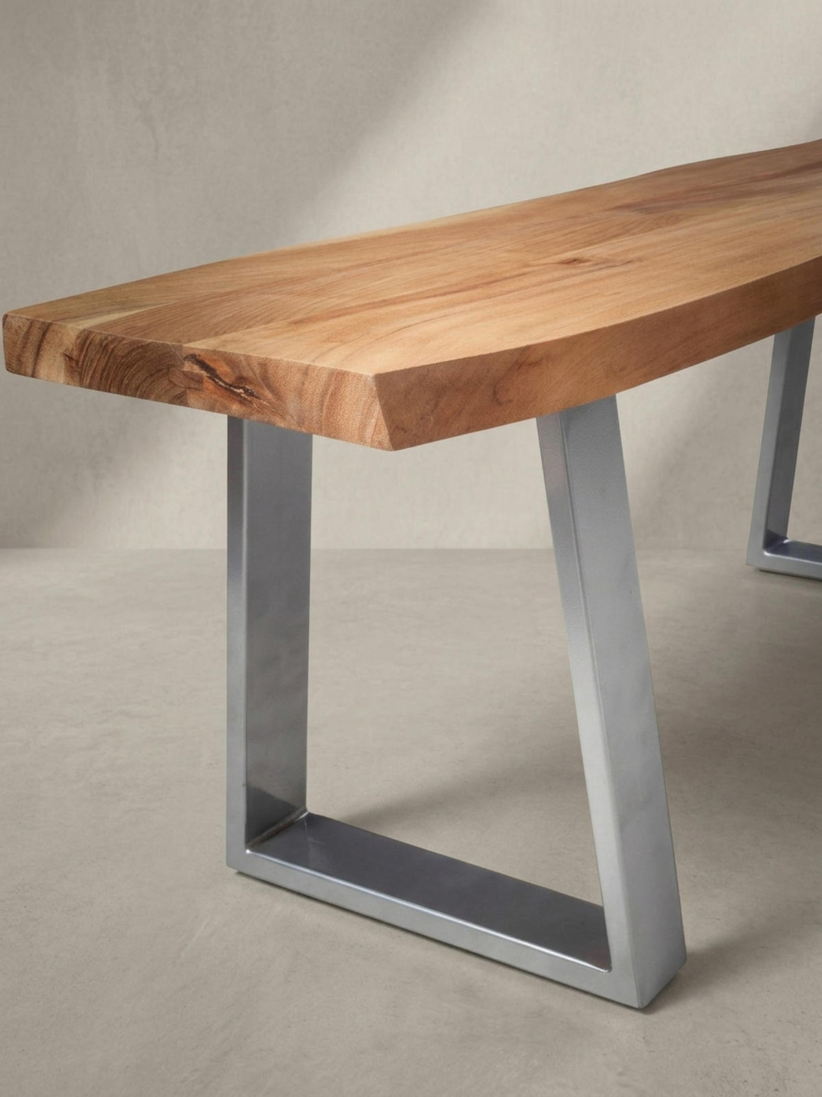 GARDEROBENBANK Massivholz Metall Baumkante, Akazie-Silber 120x40x46 cm - Silberfarben/Braun, Holz/Metall (120/46/40cm) - KADIMA DESIGN