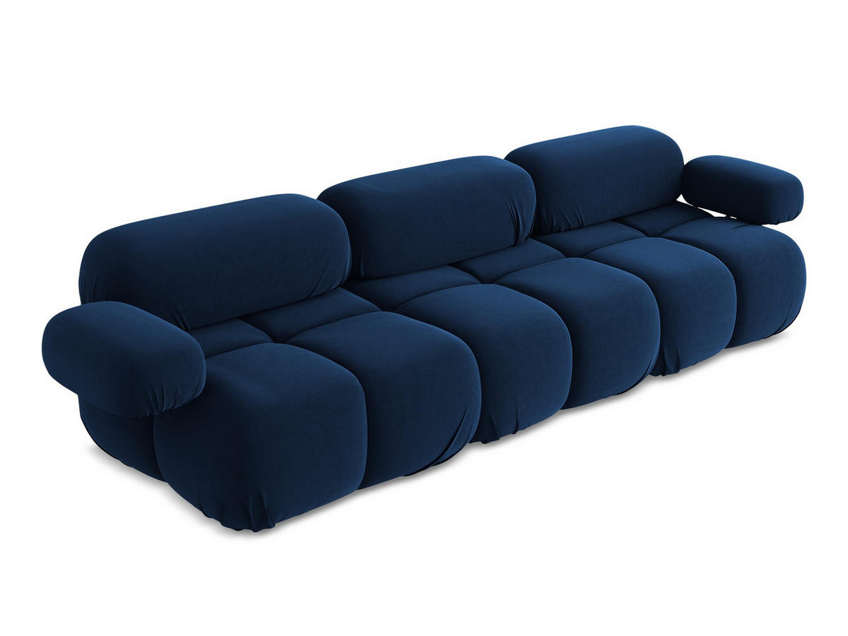 3-SITZER SOFA Samt Stoff Blau - Blau/Schwarz, Kunststoff/Textil (285/70/96cm) - Makamii
