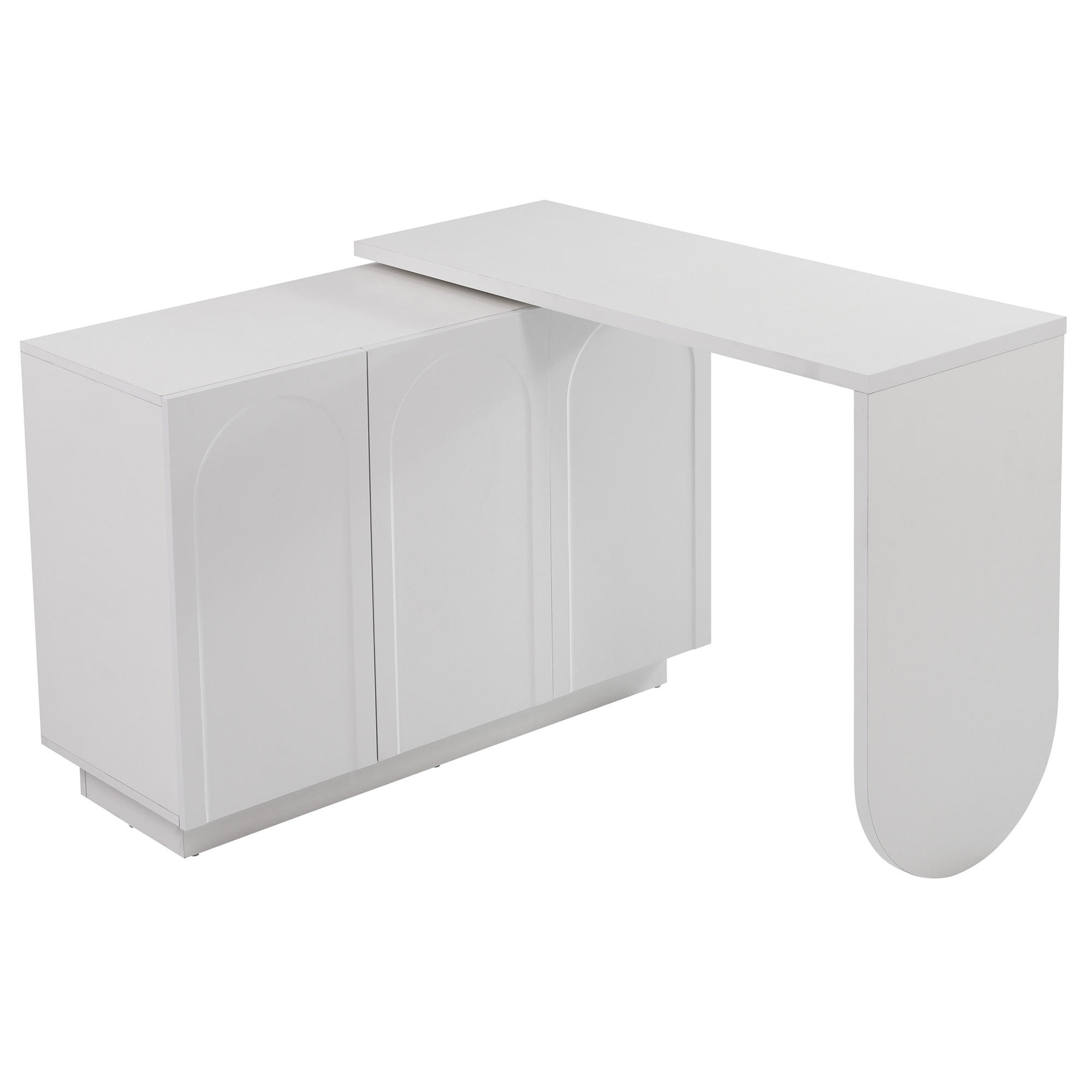 SCHREIBTISCH Weiß mit 360° Drehfunktion Flexibler Eckschreibtisch & Sideboard - Weiß, Holzwerkstoff (40/110/75cm) - Urban Meuble