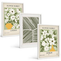 BILDER SET 3er Set - 40x60 cm Weißer Rahmen - Blumenmuster London Dublin - Weiß, Kunststoff (40/60cm) - TULUP