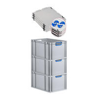 EUROBOX 3x Nextgen Color Mit Auflagedeckel 32x40x60cm Griffe Blau Offen - Blau, Kunststoff (40/32/60cm) - PROREGAL