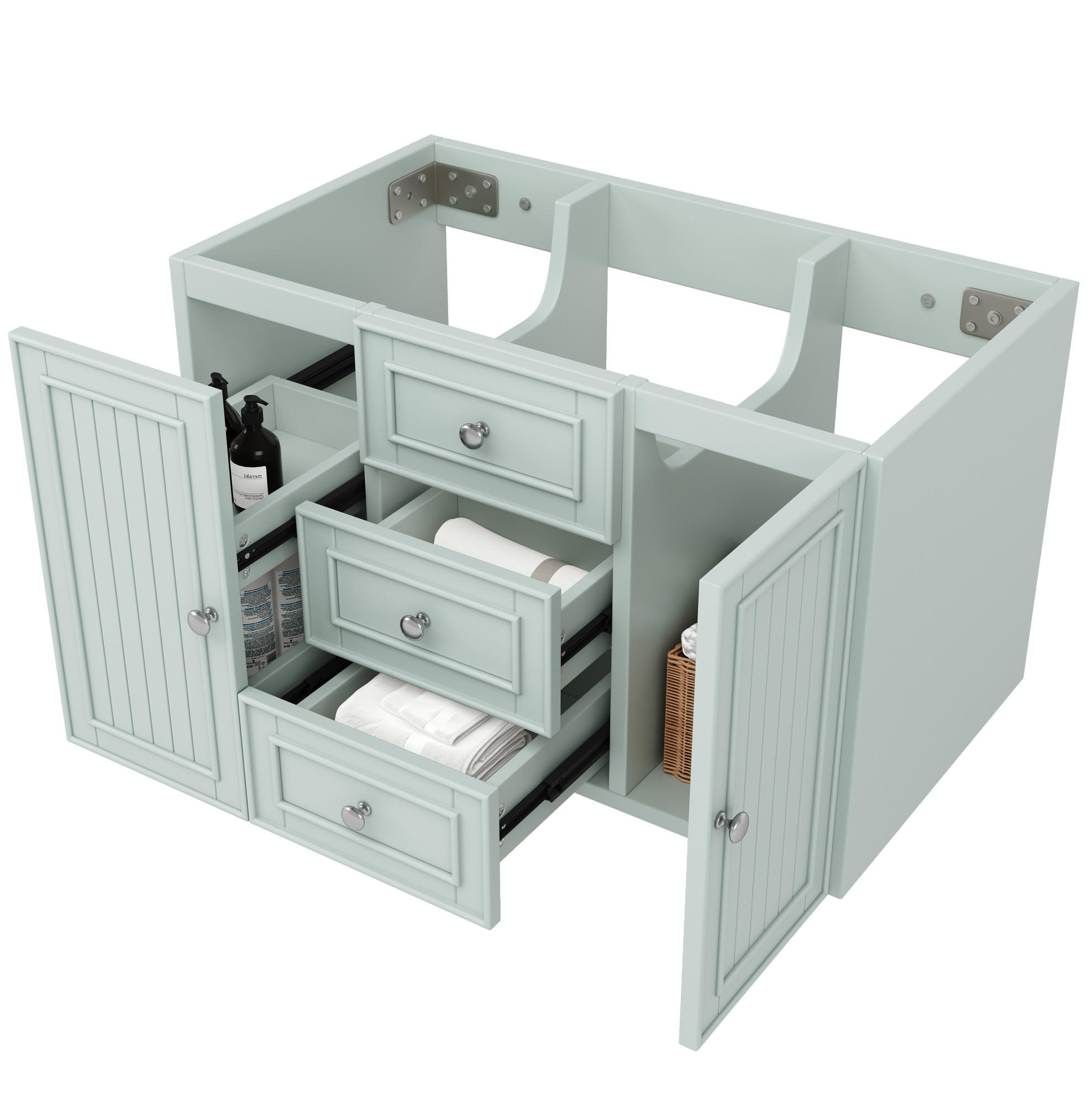 WASCHBECKENUNTERSCHRANK 78,5 x 46 x 46,8 cm Grün MDF/Metall - Grün, Metall (46/46.8/78.5cm) - Beauniv