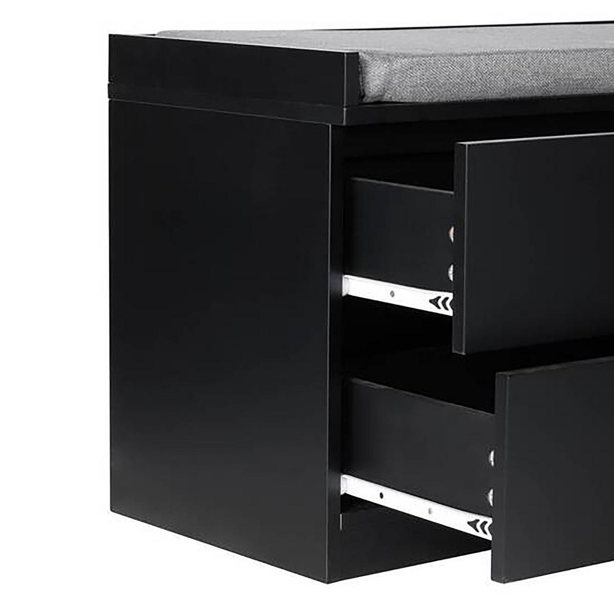 GARDEROBENBANK - Schwarz, Holzwerkstoff/Textil (80/45/36cm) - home24