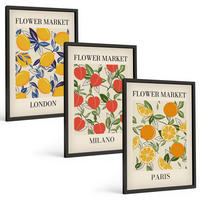 BILDER SET 3er Set - 40x60 cm Schwarzer Rahmen - Blumenplakate in Städten - Schwarz, Kunststoff (40/60cm) - TULUP
