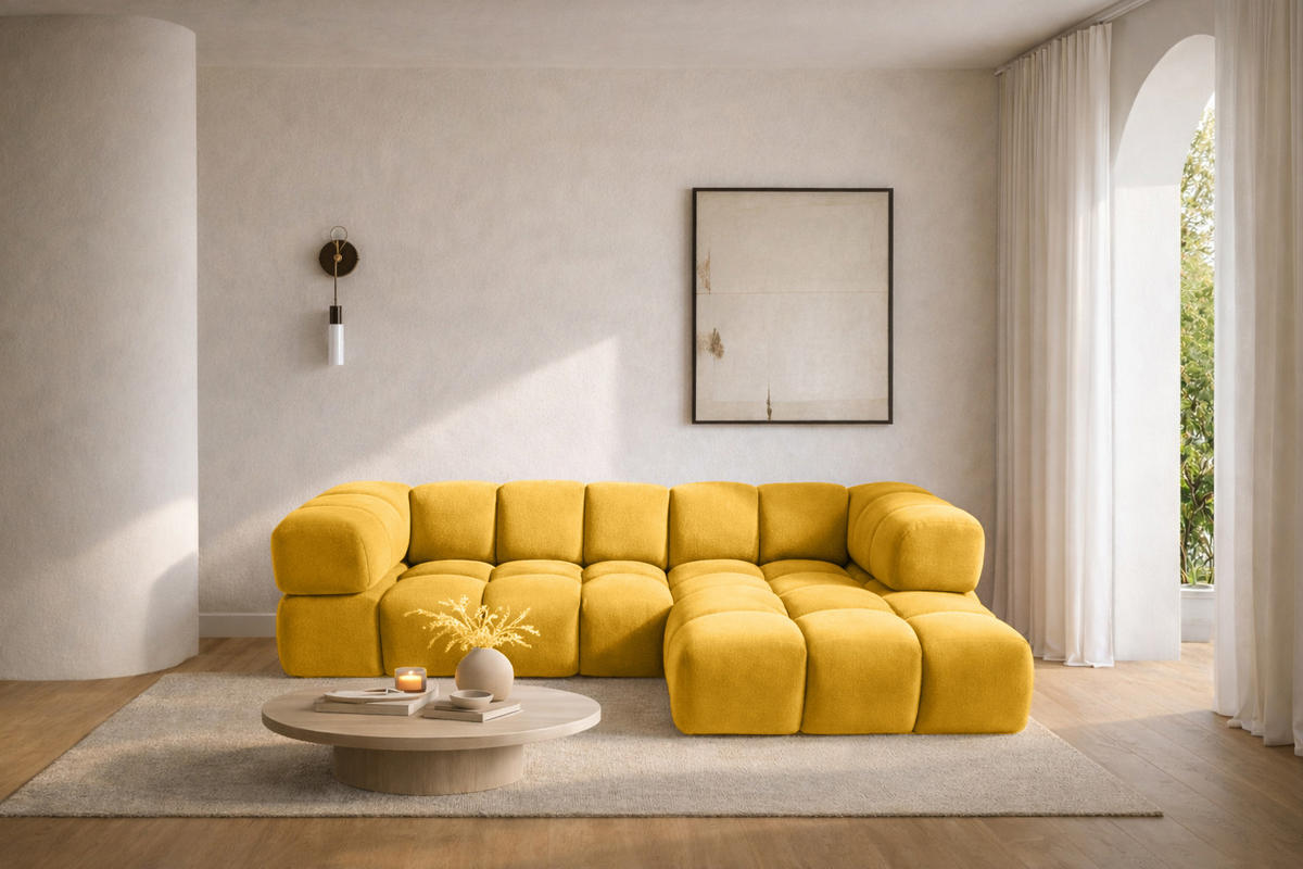 ECKSOFA L-Form Averro, stoff Bluvel, Golden, Rechts - Goldfarben, Holz (280/150cm) - Kaiser Möbel