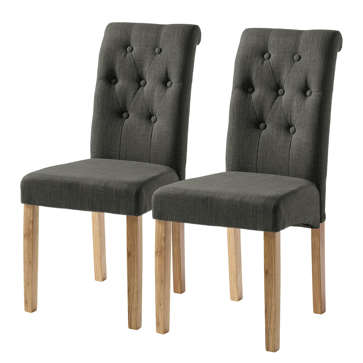 POLSTERSTUHL - 2er-Set - Walnussfarben, Textil (45/95/60cm) - home24