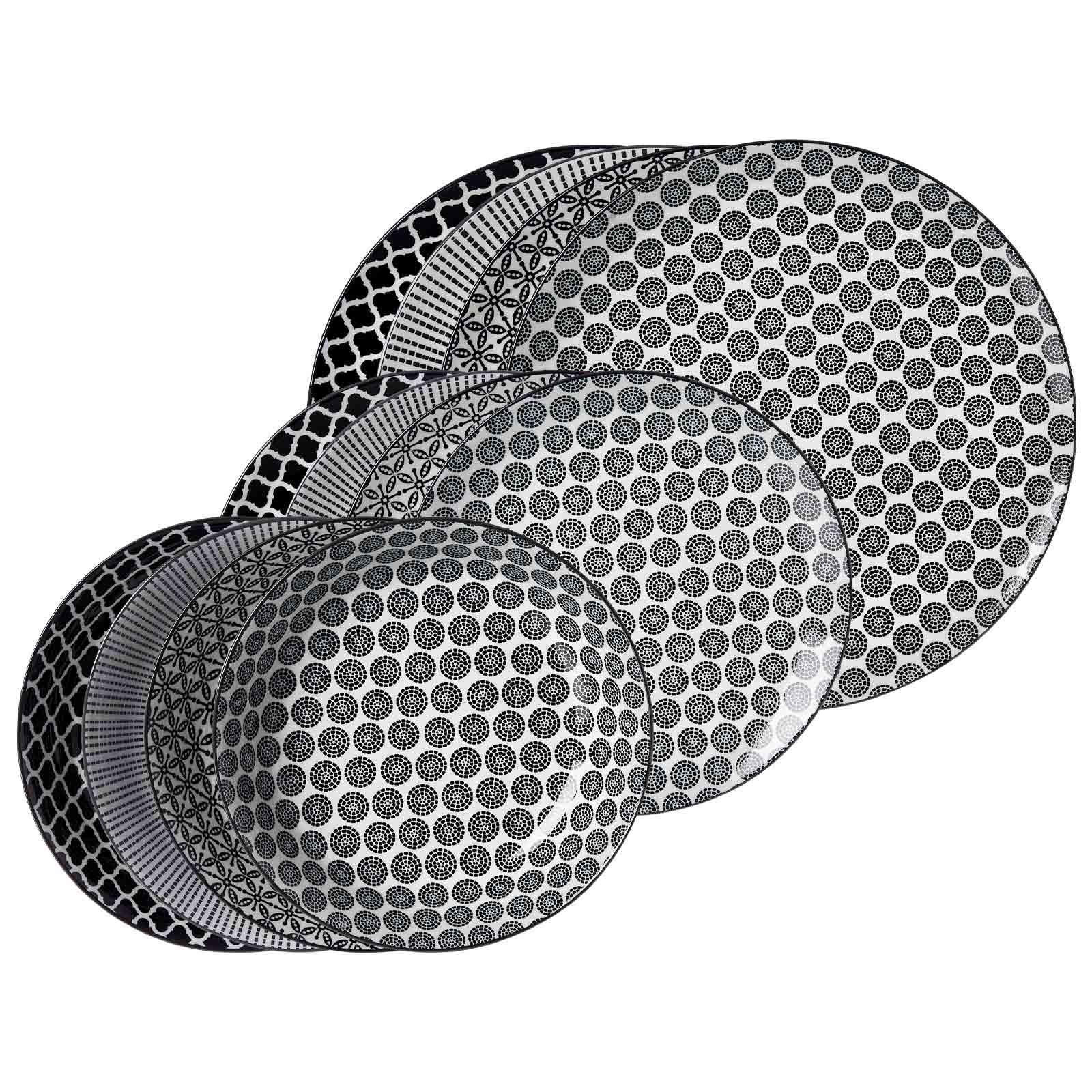 TELLER-SET Takeo schwarz-weiß 12er Set - Schwarz/Weiß, Keramik (2/2/2cm) - Ritzenhoff Breker