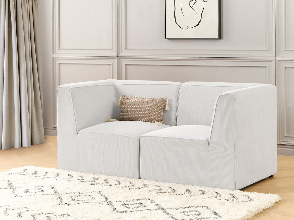 2-SITZER-SOFA Cord cremeweiß Lemvig - Weiß, Textil (166/78/83cm) - Beliani