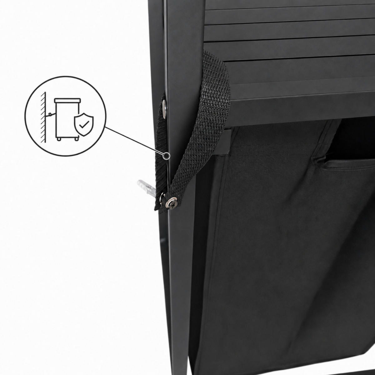 WÄSCHEKORB Metal MDF Stoff Schwarz 2 herausnehmbare Schwarz 92 Liter 73x33x71 cm - Schwarz, Metall (73/71/33cm) - Begryf