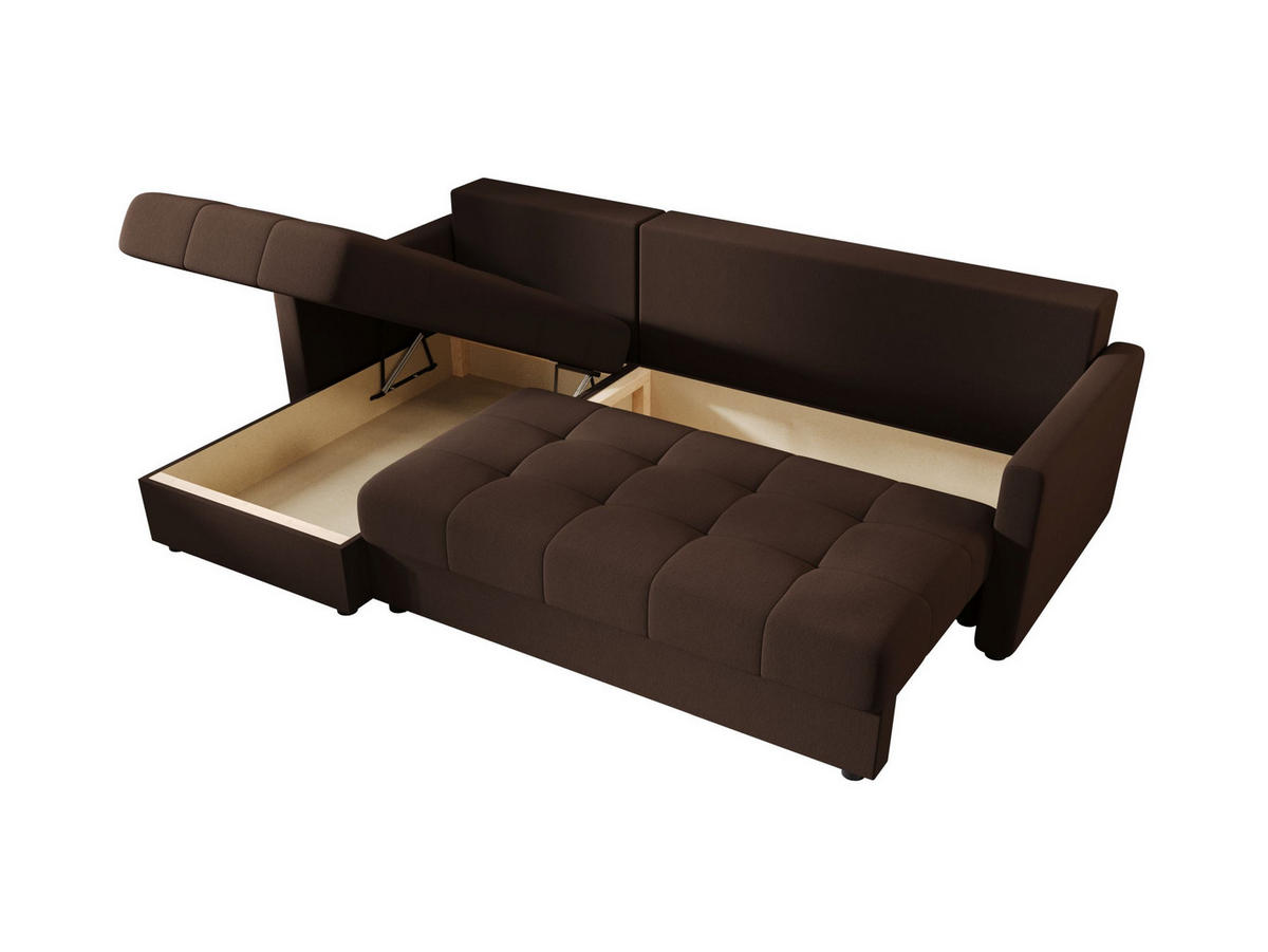 ECKSOFA MOS L BIS Cosmic 800 Links mit Schlaffunktion - Braun, Textil (220/143cm) - Bedante