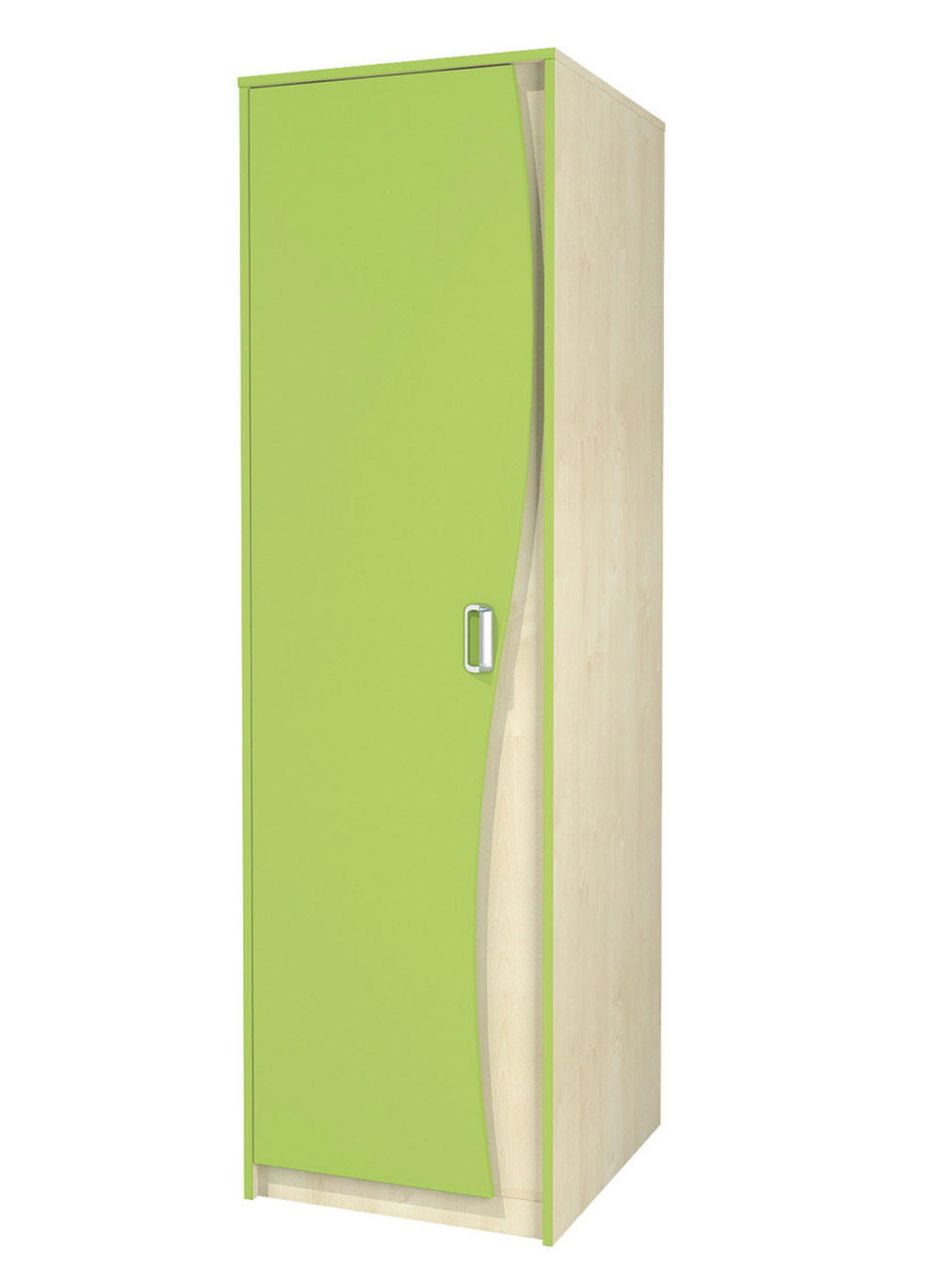 KLEIDERSCHRANK Kombi Birke / lime grün 54 / 62 / 183cm - Braun/Grün, Holzwerkstoff (54/183/62cm) - Feldmann-Wohnen