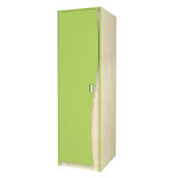 KLEIDERSCHRANK Kombi Birke / lime grün 54 / 62 / 183cm - Braun/Grün, Holzwerkstoff (54/183/62cm) - Feldmann-Wohnen