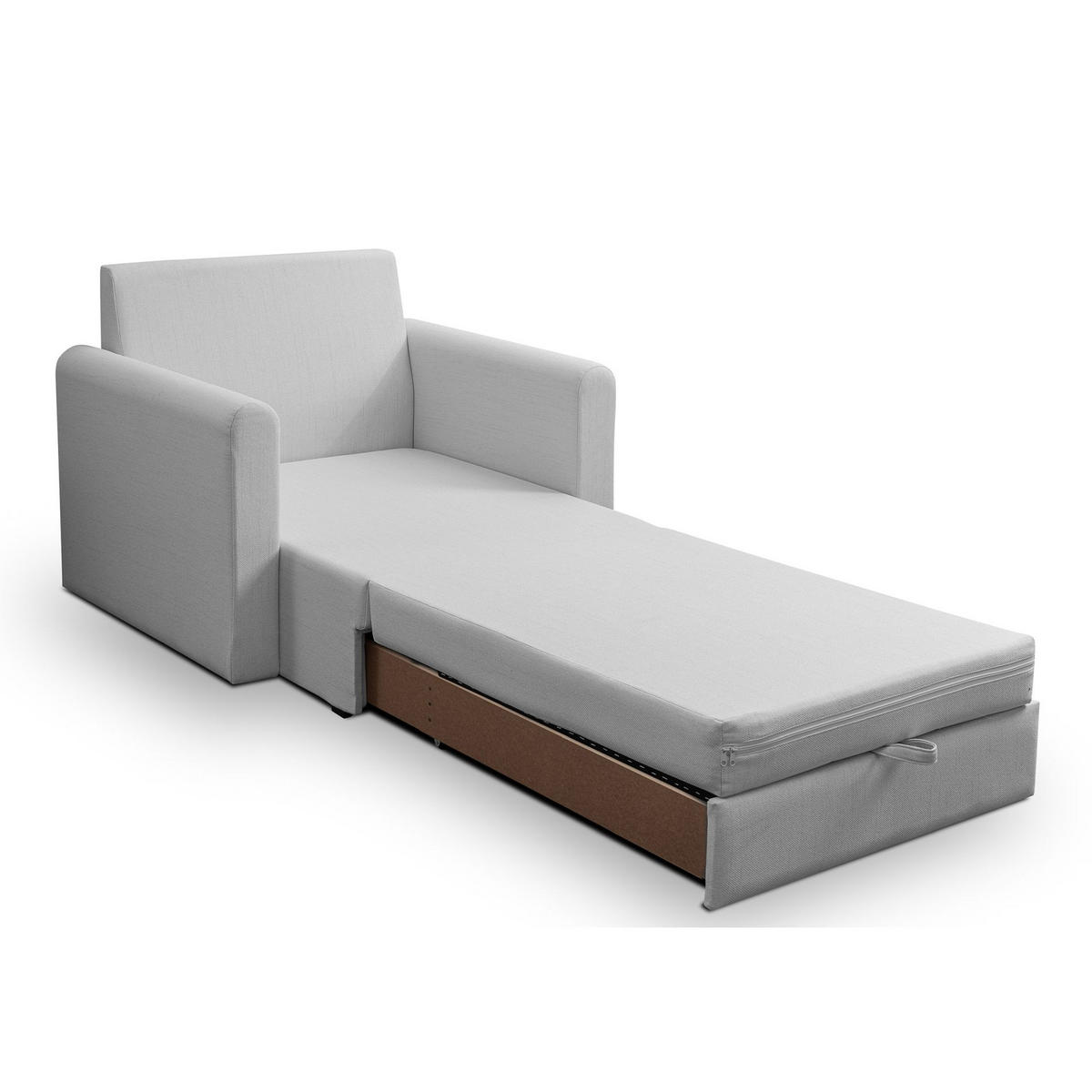 SCHLAFSESSEL Dejano Hellgrau 75x196 cm - Hellgrau/Schwarz, Holz/Textil (103/90/115cm) - Selsey