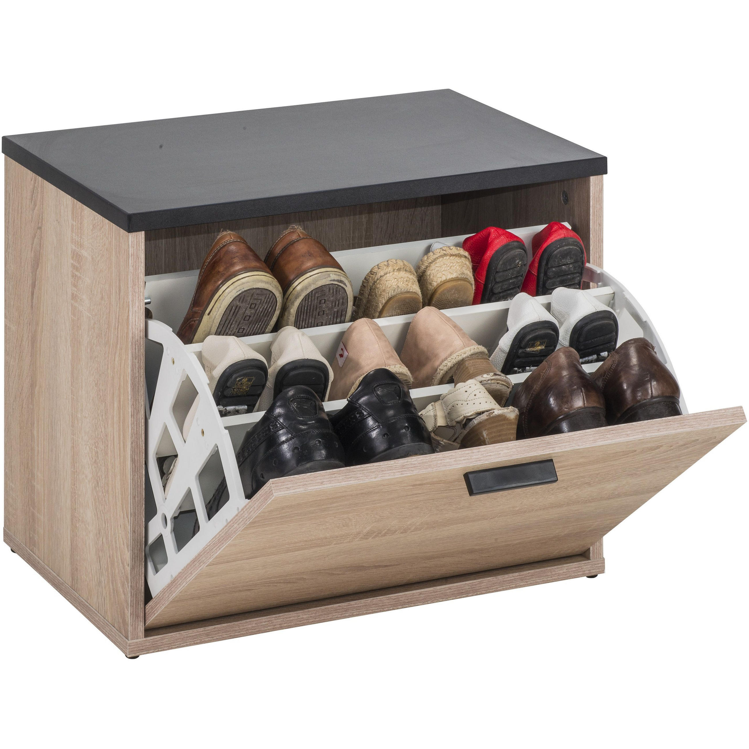 SCHUHSCHRANK für 9 Paar Schuhe 35/54/44cm - Eichefarben, Holzwerkstoff (54/44/35cm) - Simmob