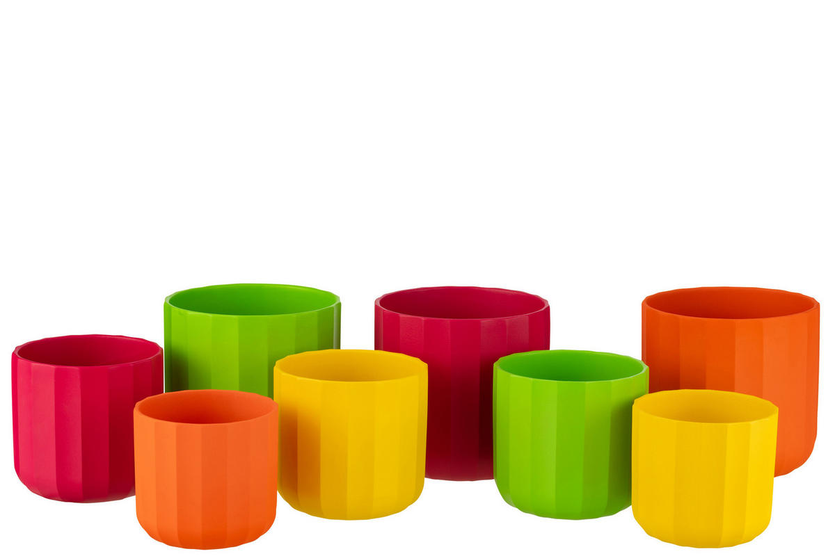 BLUMENTOPF SUMMER - Töpferei - Rosa - L - 2er set - Ø 18,5 cm - Pink, Keramik (18.5/18cm) - J-Line