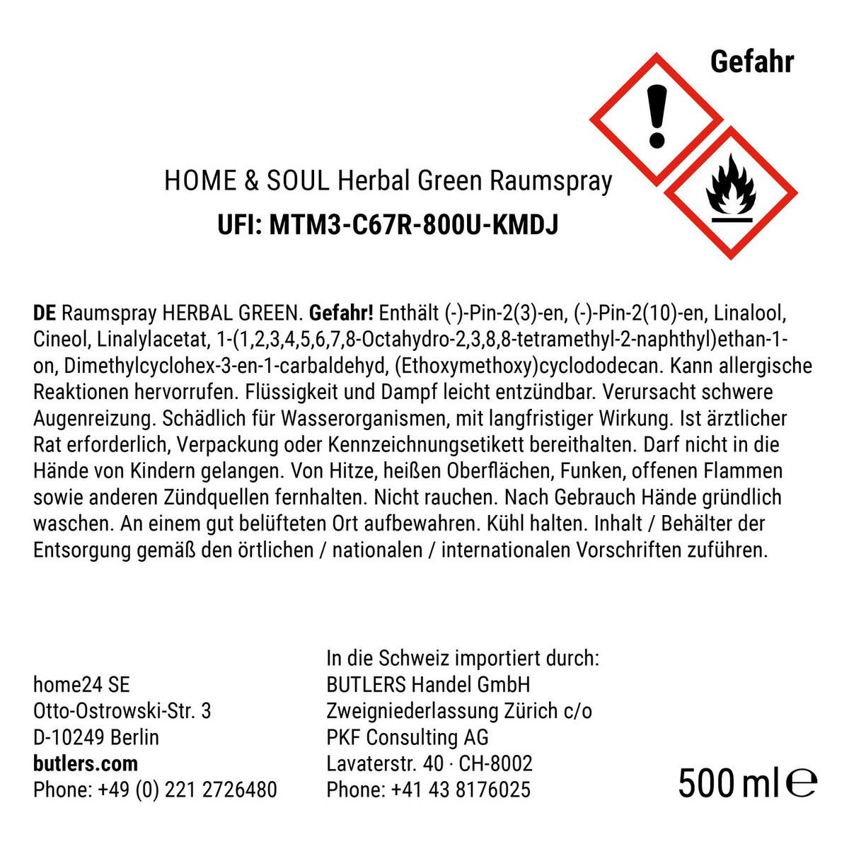 RAUMSPRAY X Home & Soul Warm Winter grün - Dunkelgrün, Glas (7/7/21cm) - Butlers