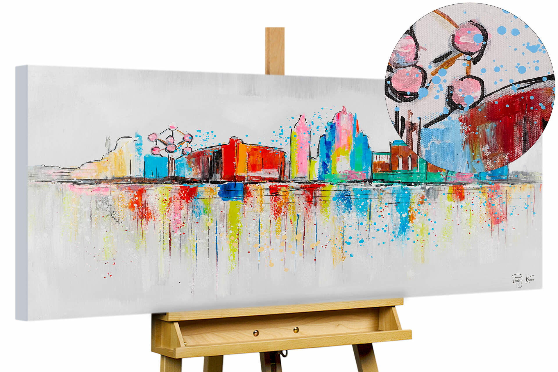 ACRYLBILD HANDGEMALT 120/60 cm - Multicolor/Grau, Holz/Textil (1.7/60cm) - KUNSTLOFT