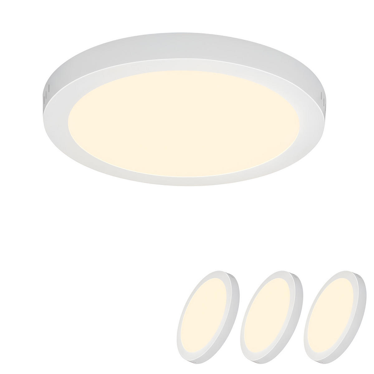 LED-DECKENLEUCHTE Tessj 23/3/23 cm （3er-set） - Weiß, Kunststoff (23/23/3cm) - ZMH