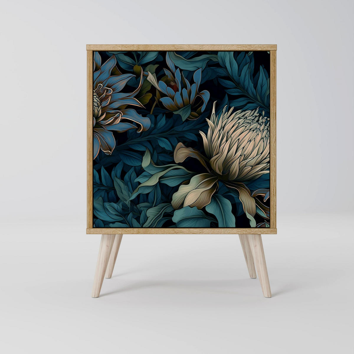 SIDEBOARD TWILIGHT BLOOM, Grau, 57,5x42x57,5 cm, Ohne Füße - Multicolor/Grau, Holzwerkstoff (57.5/57.5/42cm) - SpaceRebels