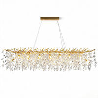 KRONLEUCHTER Rechteck 150 cm K9‑Kristall Baumzweig Gold für Esszimmer und Kücheninsel - Gelb, Naturmaterialien (114/31/29cm) - Surtime