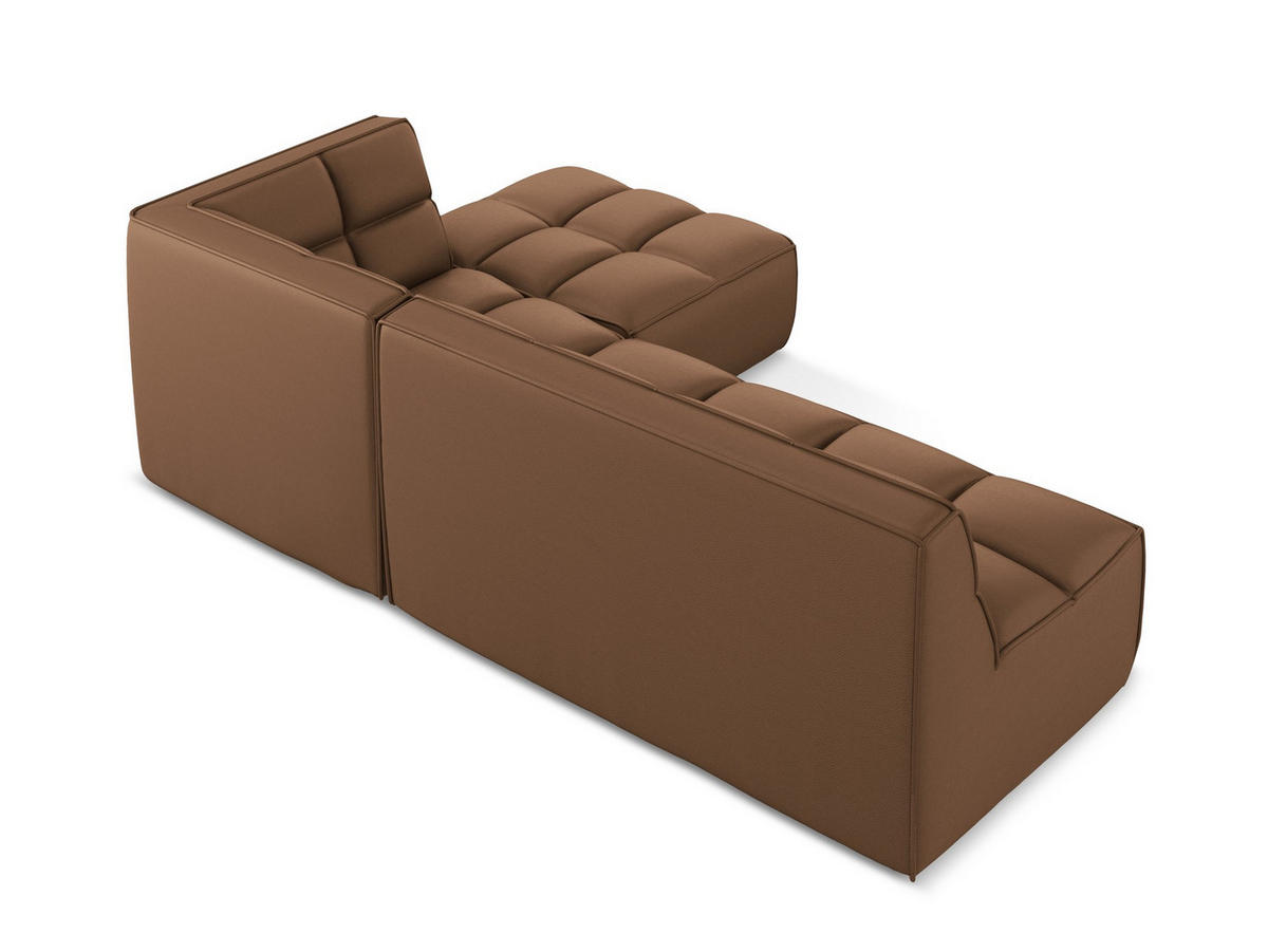 ECKSOFA Beidseitig Kunstleder Braun - Lila/Schwarz, Leder/Kunststoff (258/178cm) - Makamii