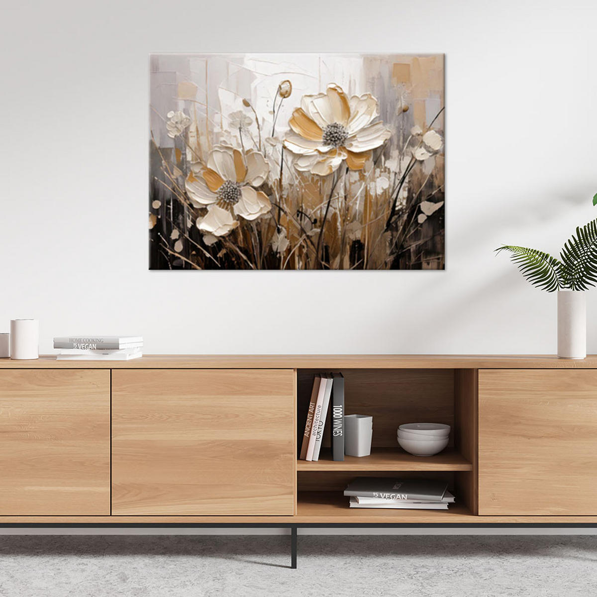 LEINWANDBILD Blumen 100x70cm - Beige, Textil (100/70cm) - Feeby