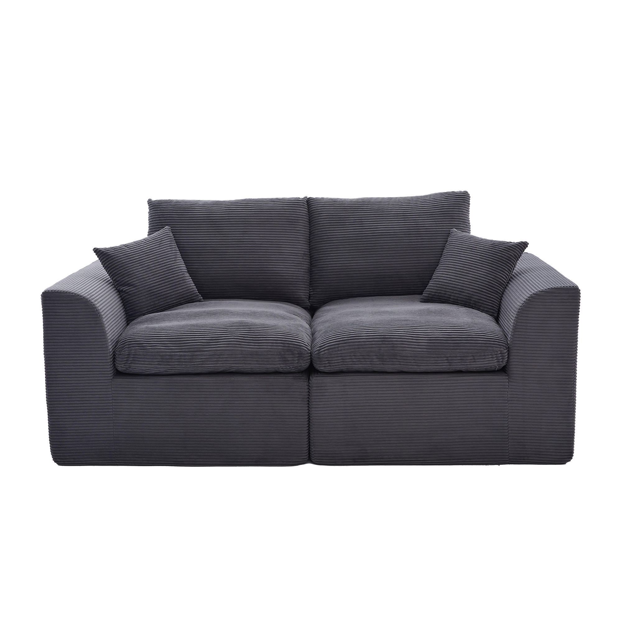 2-SITZER SOFA Cord Dunkelgrau mit Kissen - Dunkelgrau, Textil (204/84/102.5cm) - WISHDOR