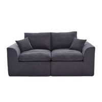 2-SITZER SOFA Cord Dunkelgrau mit Kissen - Dunkelgrau, Textil (204/84/102.5cm) - WISHDOR