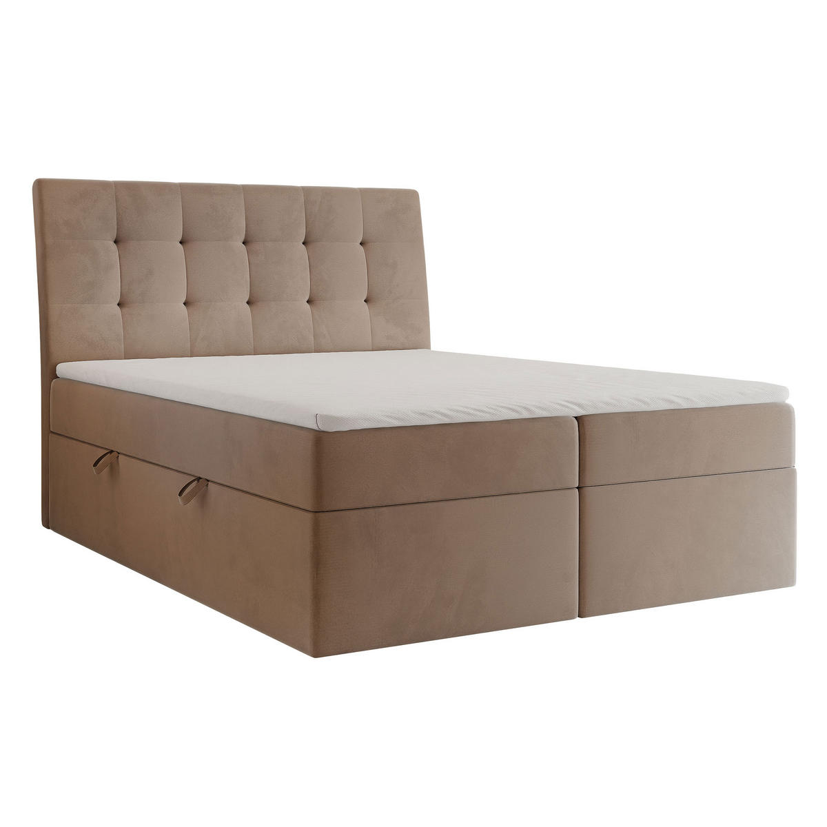 BOXBETT BAILEY 120/200 cm mit Matratze und Topper, Hellbraun - Hellbraun/Schwarz, Textil/Metall (120/200cm) - Idohome