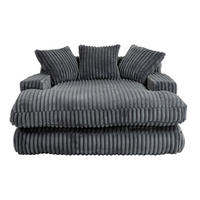 BIGSOFA 125/155/63 cm in Cord Dunkelgrau mit Chaiselongue - Dunkelgrau, Textil (63/125/155cm) - BEAOK