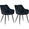 ARMLEHNENSTUHL 2er Set Samt Schwarz - Schwarz, Textil/Metall (56/81/58cm) - CLP